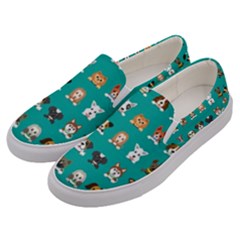 Different Type Vector Cartoon Dog Faces Men s Canvas Slip Ons