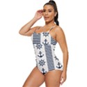 Nautical Seamless Pattern Vector Illustration Retro Full Coverage Swimsuit View2