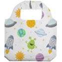 Seamless Pattern Cartoon Space Planets Isolated White Background Foldable Grocery Recycle Bag View2