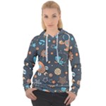 Space Seamless Pattern Art Women s Overhead Hoodie