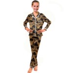Camel Palm Tree Patern Kids  Satin Long Sleeve Pajamas Set