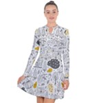 Doodle Seamless Pattern With Autumn Elements Long Sleeve Panel Dress