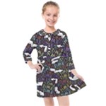 Time Nonlinear Curved Undirected Kids  Quarter Sleeve Shirt Dress