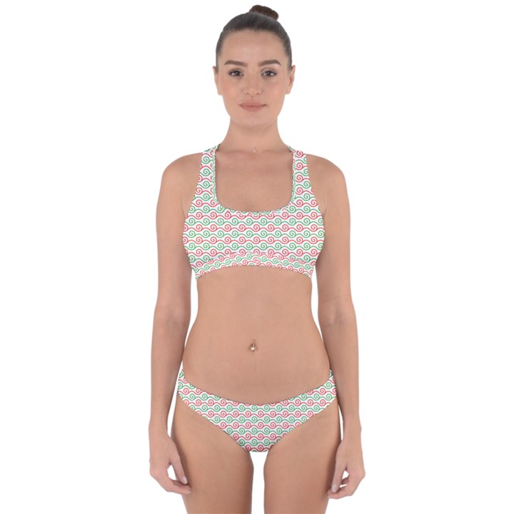Spiral Geometry Pattern Cross Back Hipster Bikini Set