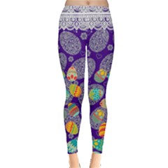 Purple Abstract Eggs Easter Leggings 