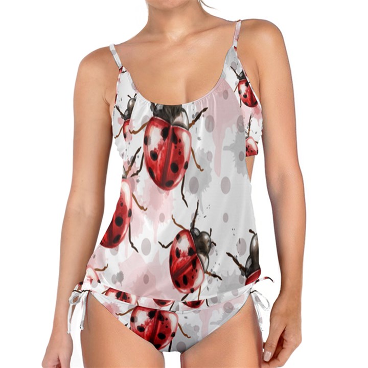 Ladybugs Pattern Texture Watercolor Tankini Set
