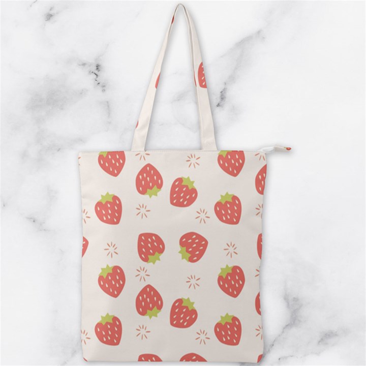Strawberries Pattern Design Double Zip Up Tote Bag