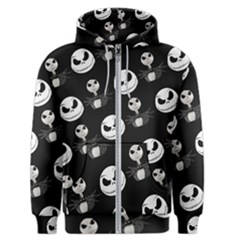Jack Print, White, Before, Plain, Black, Simple, Christmas Men s Zipper Hoodie