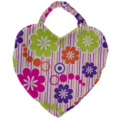 Colorful Flowers Pattern Floral Patterns Giant Heart Shaped Tote