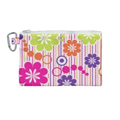 Colorful Flowers Pattern Floral Patterns Canvas Cosmetic Bag (medium)