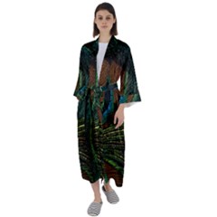 Peacock Feathers, Feathers, Peacock Nice Maxi Satin Kimono