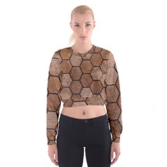 Wooden Triangles Texture, Wooden ,texture, Wooden Cropped Sweatshirt