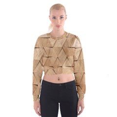 Wooden Triangles Texture, Wooden Wooden Cropped Sweatshirt