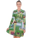 Pixel Map Game Long Sleeve Panel Dress