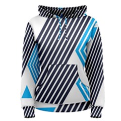 Blue Lines Background, Retro Backgrounds, Blue Women s Pullover Hoodie