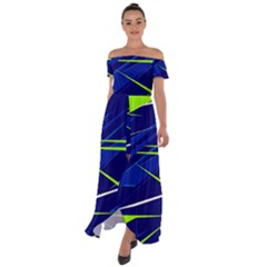 Abstract Lightings, Grunge Art, Geometric Backgrounds Off Shoulder Open Front Chiffon Dress