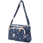 Cute Astronaut Cat With Star Galaxy Elements Seamless Pattern Front Pocket Crossbody Bag