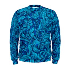 Blue Floral Pattern Texture, Floral Ornaments Texture Men s Sweatshirt