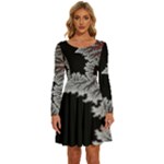 Purple Rose Retro Floral Flower Long Sleeve Wide Neck Velvet Dress