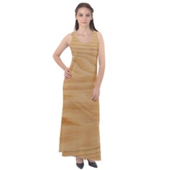 Light Wooden Texture, Wooden Light Brown Background Sleeveless Velour Maxi Dress
