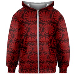 Red Floral Pattern Floral Greek Ornaments Kids  Zipper Hoodie Without Drawstring