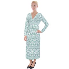 Round Ornament Texture Velvet Maxi Wrap Dress