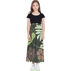 Flowers Leaves Plant Botanical Boho Bohemian Minimalist Nature Kids  Flared Maxi Skirt