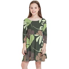 Flowers Leaves Plant Botanical Boho Bohemian Minimalist Nature Kids  Quarter Sleeve Skater Dress