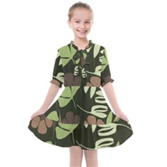 Flowers Leaves Plant Botanical Boho Bohemian Minimalist Nature Kids  All Frills Chiffon Dress
