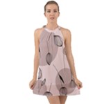 Flowers Pattern Botanical Scrapbook Halter Tie Back Chiffon Dress