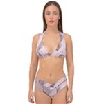 Flowers Pattern Botanical Scrapbook Double Strap Halter Bikini Set