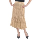 Background Wavy Zig Zag Lines Midi Mermaid Skirt