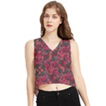 Captivating botanic motif collage composition featuring a harmonious blend of vibrant reds and dark greens. Perfect for adding a touch of natural elegance to any space or garment, whether it s adornin