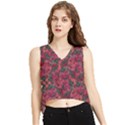 Captivating botanic motif collage composition featuring a harmonious blend of vibrant reds and dark greens. Perfect for adding a touch of natural elegance to any space or garment, whether it s adornin View1