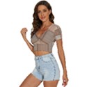 Wooden Wickerwork Texture Square Pattern V-Neck Crop Top View2