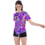 Floor Colorful Triangle Asymmetrical Short Sleeve Sports T-Shirt