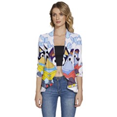 Stumpfest Bluey Women s 3/4 Sleeve Ruffle Edge Open Front Jacket