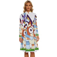 Bluey Birthday Long Sleeve Shirt Collar A-line Dress
