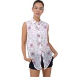 Pattern Texture Design Decorative Sleeveless Chiffon Button Shirt