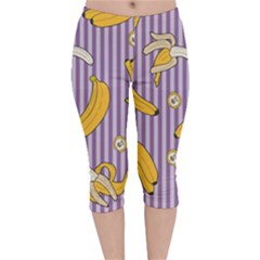 Pattern Bananas Fruit Tropical Seamless Texture Graphics Velvet Capri Leggings 