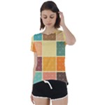 Square Cube Shape Colourful Short Sleeve Open Back T-Shirt