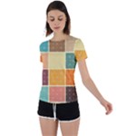 Square Cube Shape Colourful Back Circle Cutout Sports T-Shirt