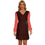 4 Farben 2 Long Sleeve Waist Tie Ruffle Velvet Dress