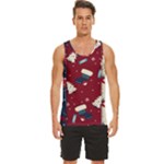 Flat Design Christmas Pattern Collection Art Men s Wide Collar Tank Top