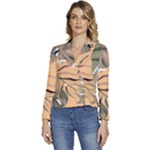 Leaves Monstera Picture Print Pattern Women s Long Sleeve Revers Collar Cropped Jacket