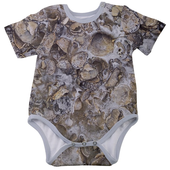 Fossilized Seashell Texture Print Design Bk Baby Short Sleeve Bodysuit