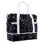 Enigmatic Demon Black and White Pattern Sports Shoulder Bag with Shoes Compartment