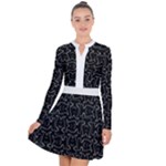 Enigmatic Demon Black and White Pattern Long Sleeve Panel Dress