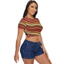 Waves Pattern Abstract Neutrals Side Button Cropped T-Shirt View3