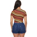 Waves Pattern Abstract Neutrals Side Button Cropped T-Shirt View4